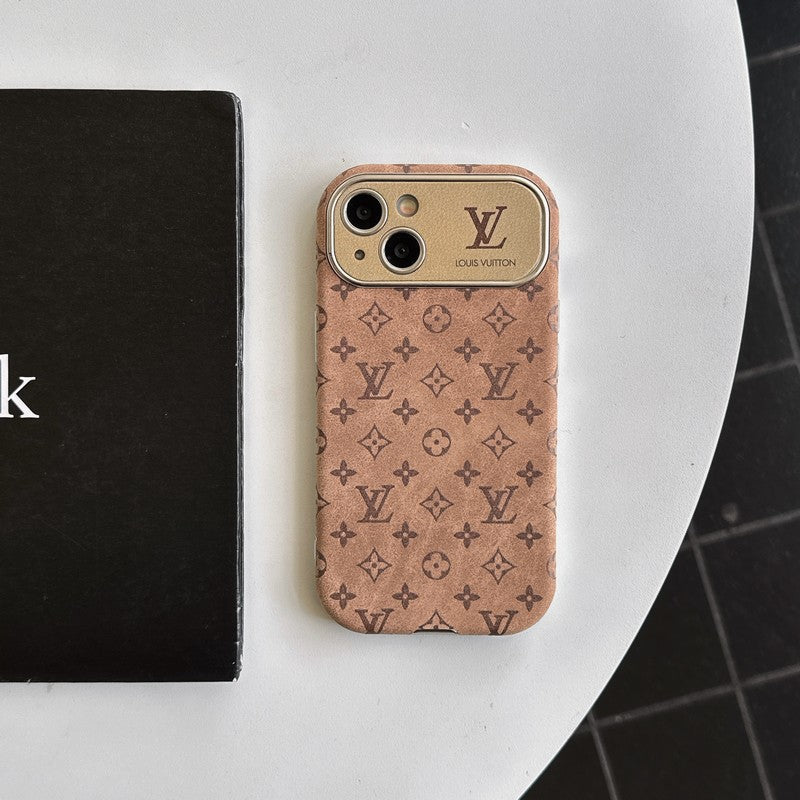 Luxusní hnědé & černé klasické kožené pouzdro na iPhone