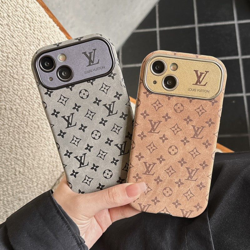 Luxusní hnědé & černé klasické kožené pouzdro na iPhone
