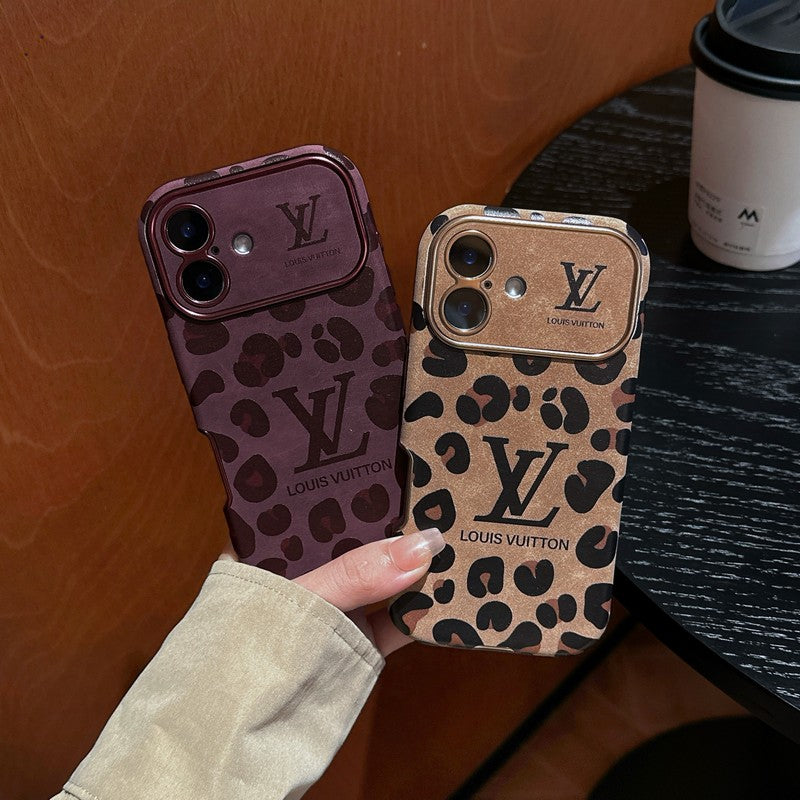Luxusní hnědé & fialové kožené pouzdro na iPhone