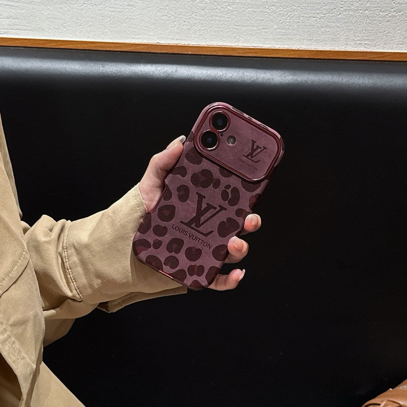 Luxusní hnědé & fialové kožené pouzdro na iPhone