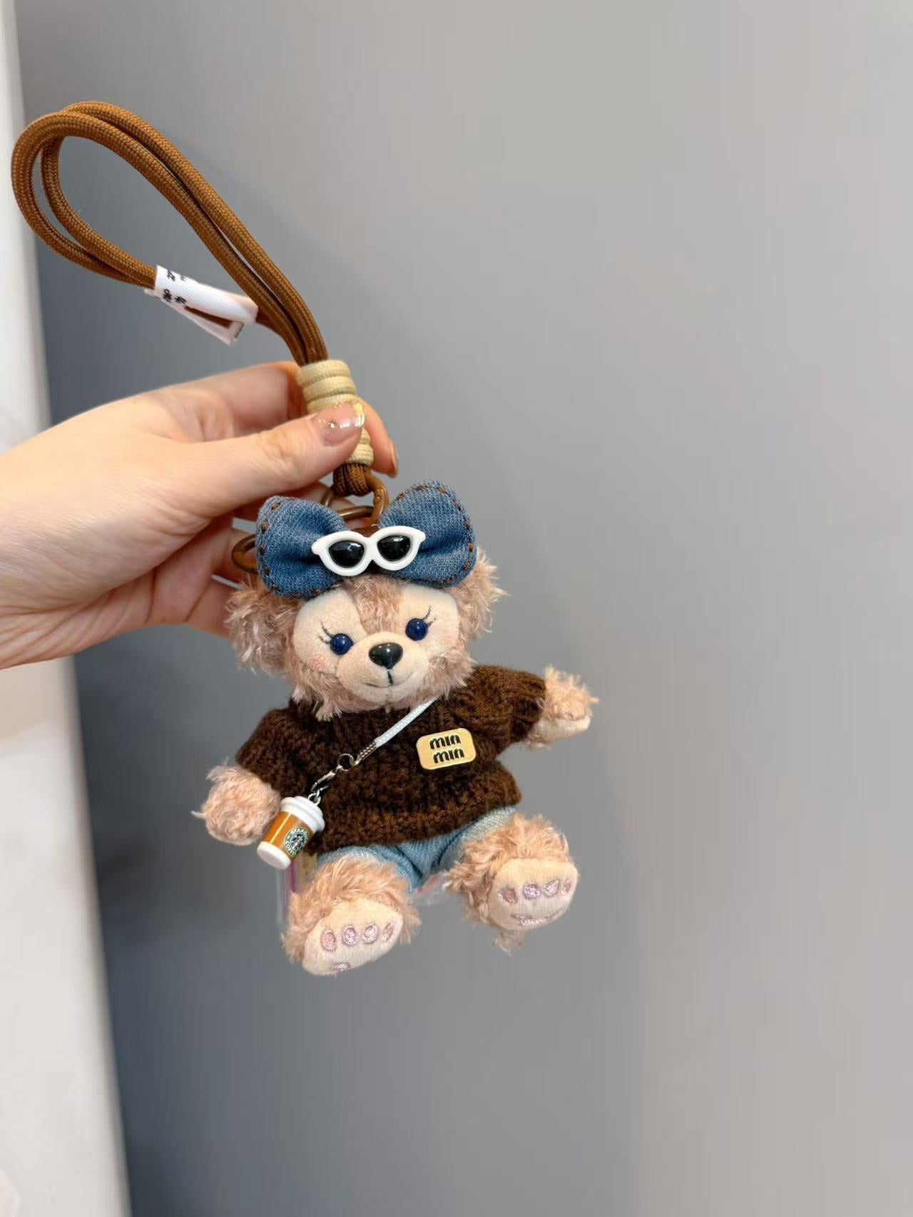 Limited Edition Sherry May Plys nøglering - Luxe Teddy Bear Taske Charm til designer håndtasker