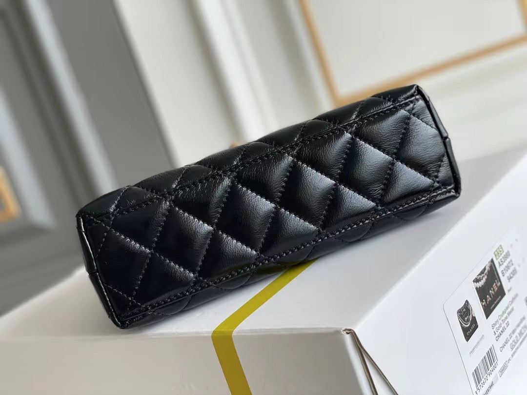Mini borsa con catena trapuntata Noir con manico superiore 026