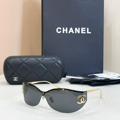 Luxury Rimless Shield Sunglasses | Gold Metal Accent UV400 Fashion Eyewear