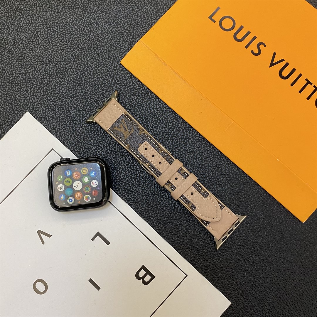PASEK DO ZEGARKA APPLE SKÓRZONY MONOGRAM Z PRZESZYCIAMI