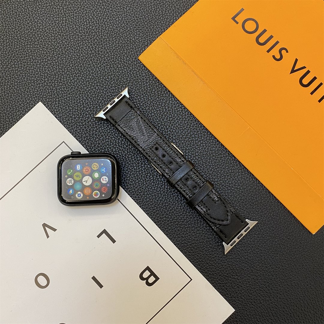 PASEK DO ZEGARKA APPLE SKÓRZONY MONOGRAM Z PRZESZYCIAMI