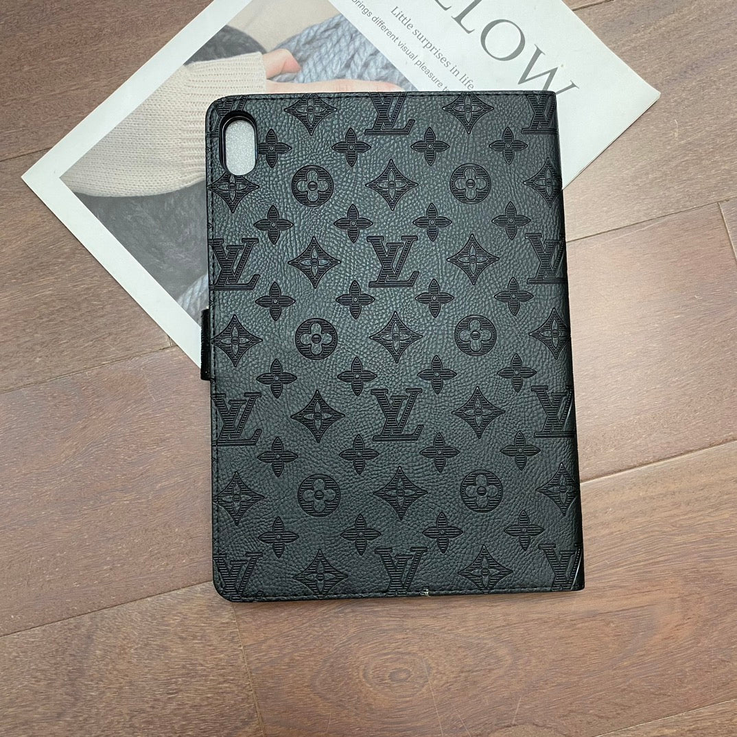 3D-preget lerret Monogramhylster Apple iPad Flip-deksel med stativfunksjon