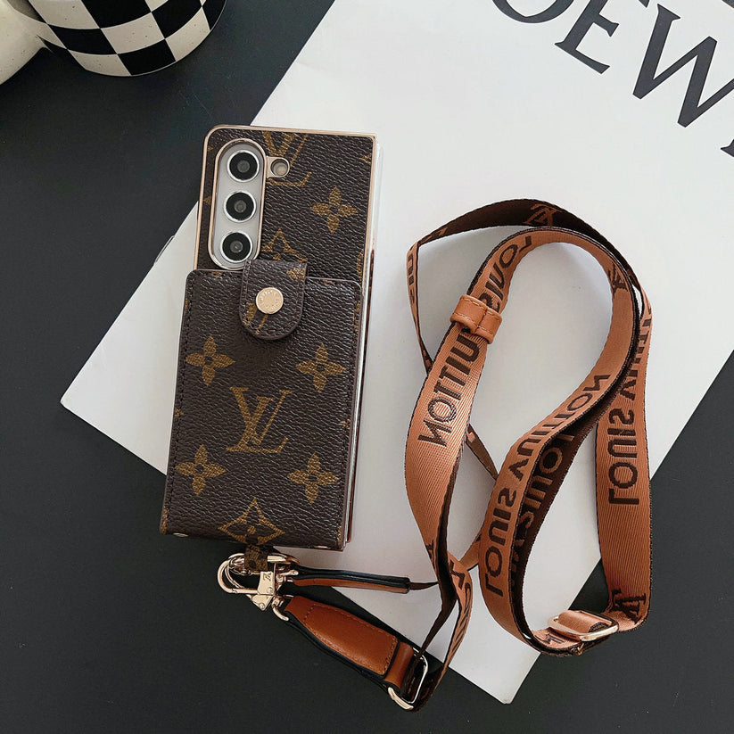PORTA-CARTÃO DE MONOGRAMA DE ELECTROPLATAÇÃO DE LUXO CROSSBODY SAMSUNG Z FOLD CASE
