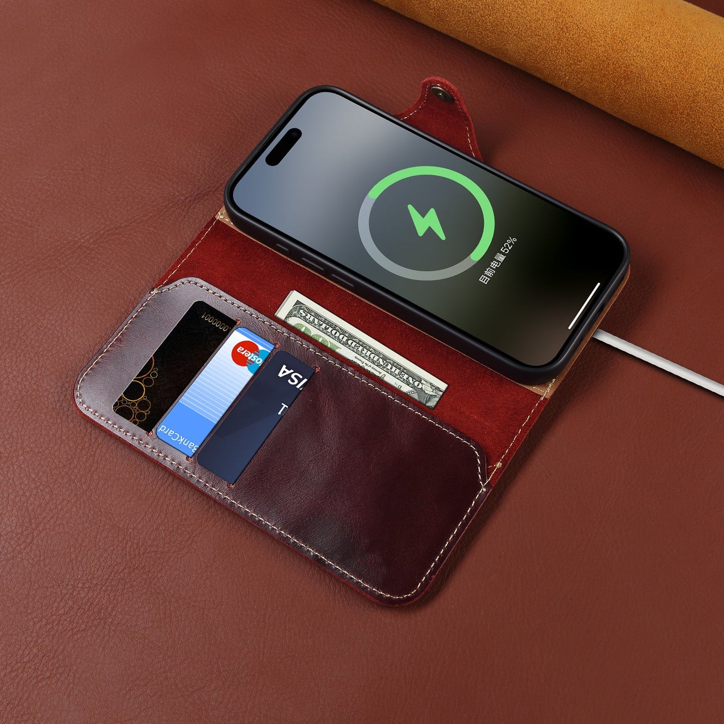 Custodia Flip in vera pelle per iPhone