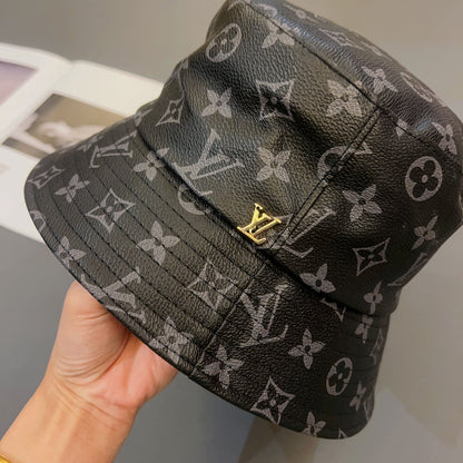 Luxury Monogram Leather Bucket Hat | Luxury Designer 1v Hat
