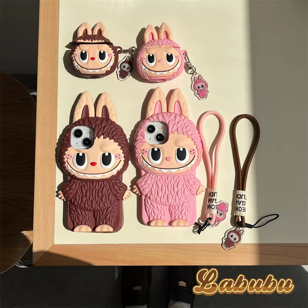 Aranyos rajzfilm Labubu Zimomo szilikon tok | Barna rózsaszín - iPhone tok