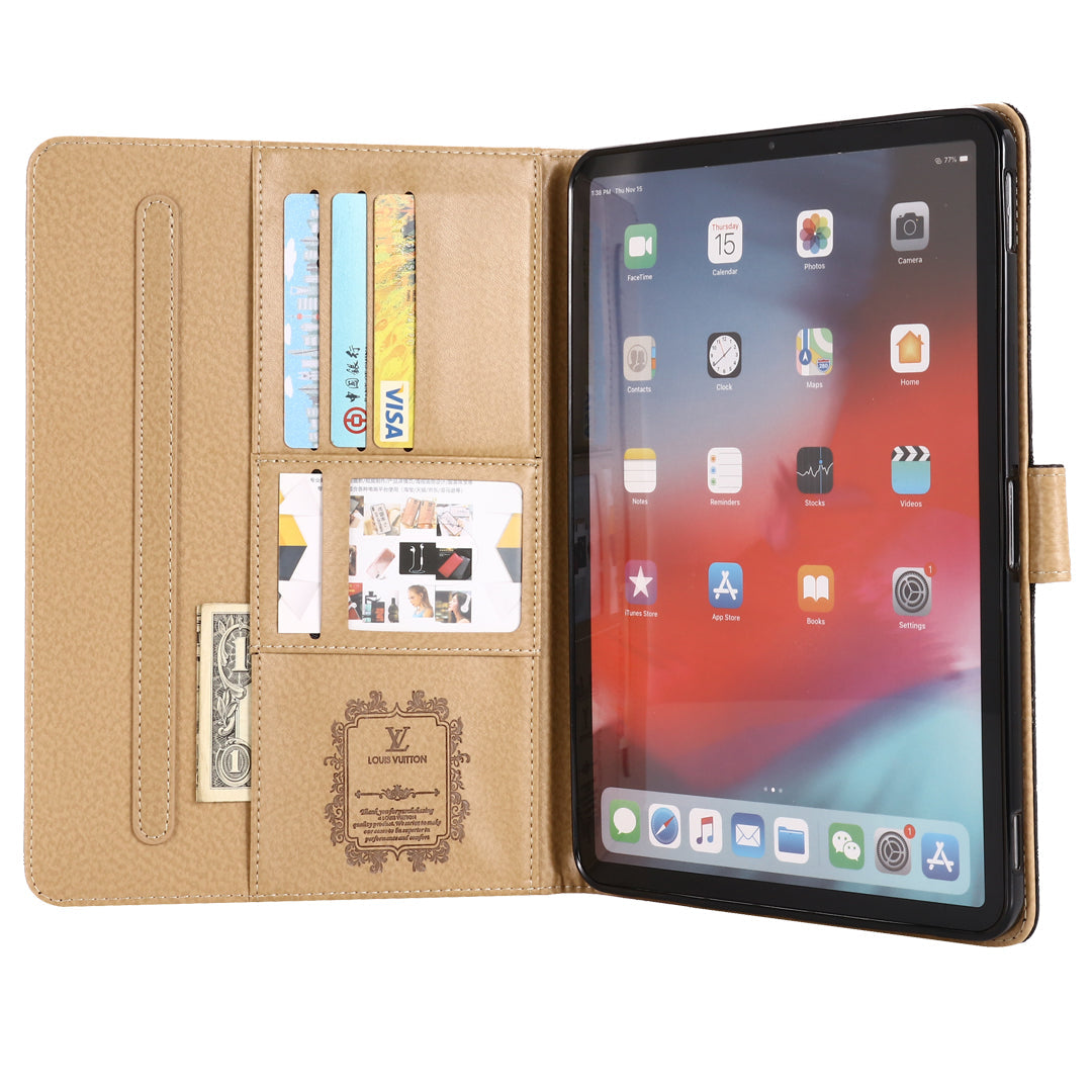 3D-preget lerret Monogramhylster Apple iPad Flip-deksel med stativfunksjon