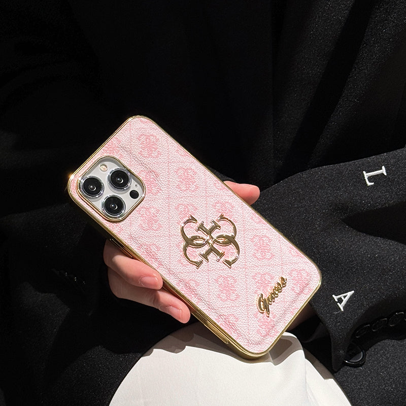 Gue ゴールドロゴ レザー iPhone ケース