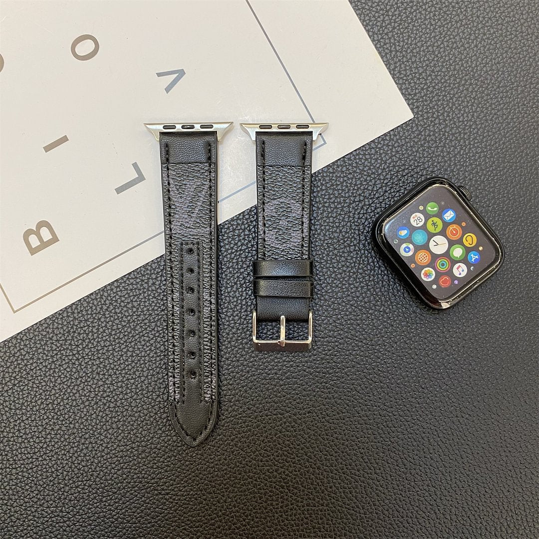 PASEK DO ZEGARKA APPLE SKÓRZONY MONOGRAM Z PRZESZYCIAMI