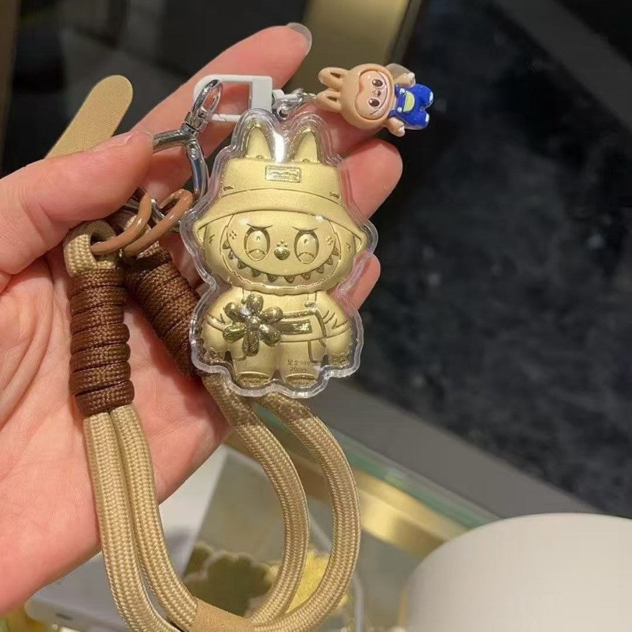 Schlüsselanhänger Gold Mini Labubu