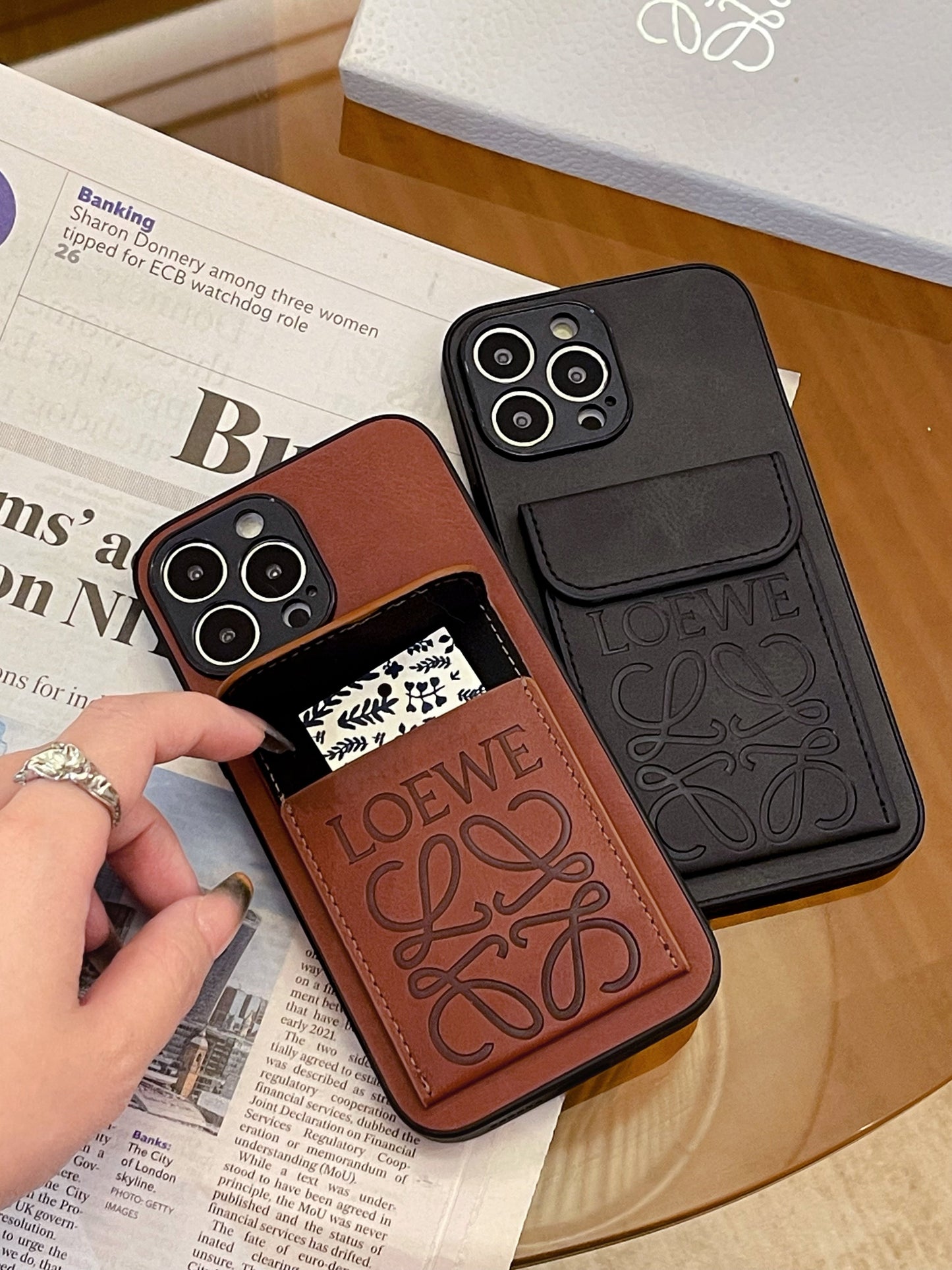 Custodia di lusso per iPhone con porta carte Nero-LZP241448