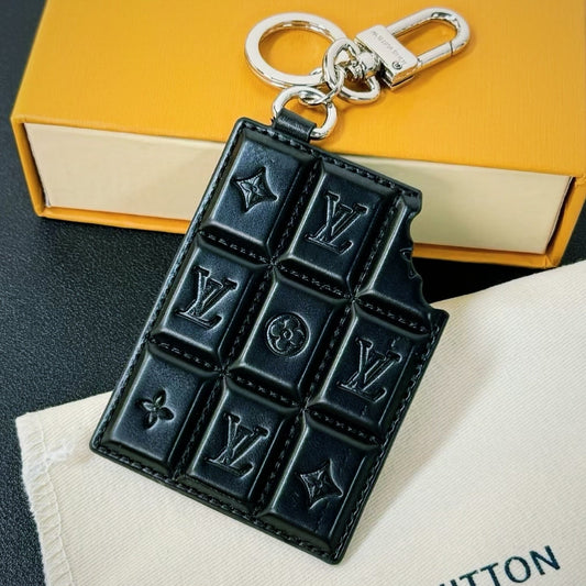 Portachiavi in ​​pelle trapuntata stile cioccolato