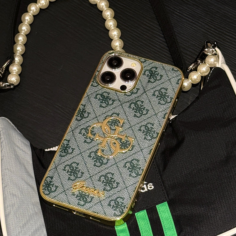 Gue ゴールドロゴ レザー iPhone ケース