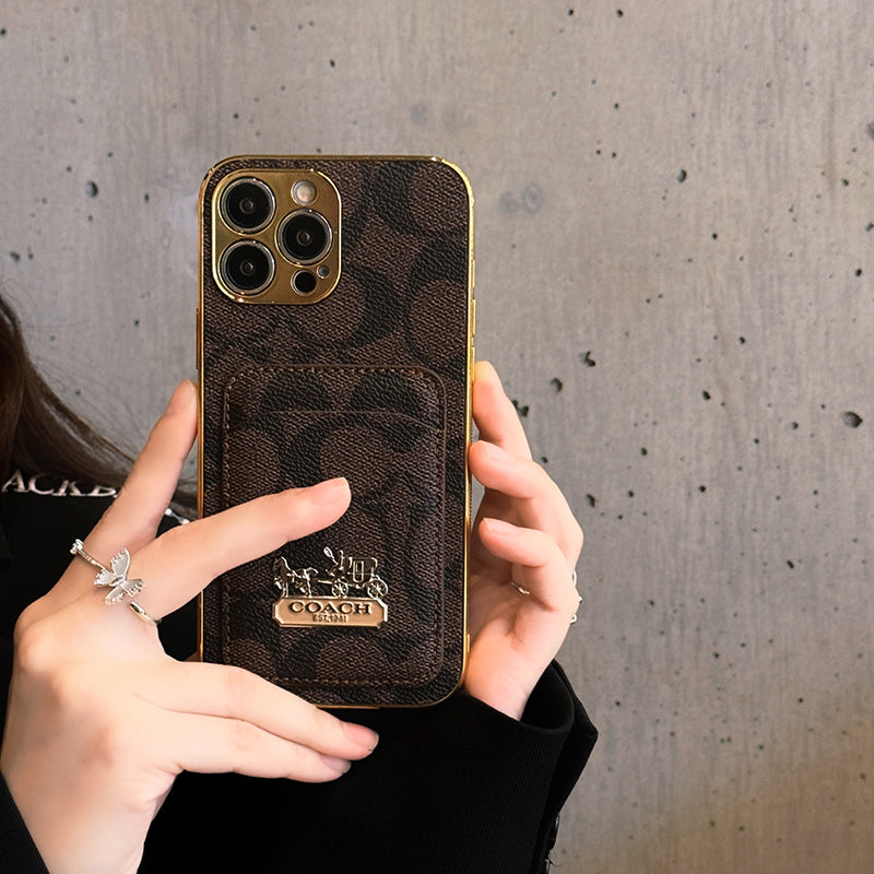 Custodia per iPhone in pelle classica con portacarte