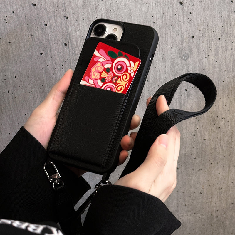 Luxuriöse iPhone-Hülle aus Leder zum Umhängen