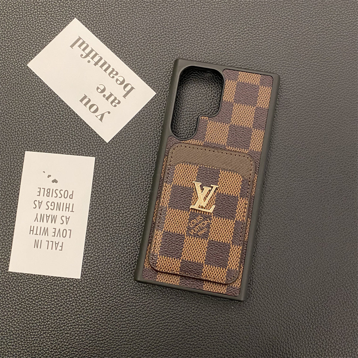 CUSTODIA PER TELEFONO SAMSUNG GALAXY PETITE MALLE PORTA CARTE IN TELA MONOGRAMMA