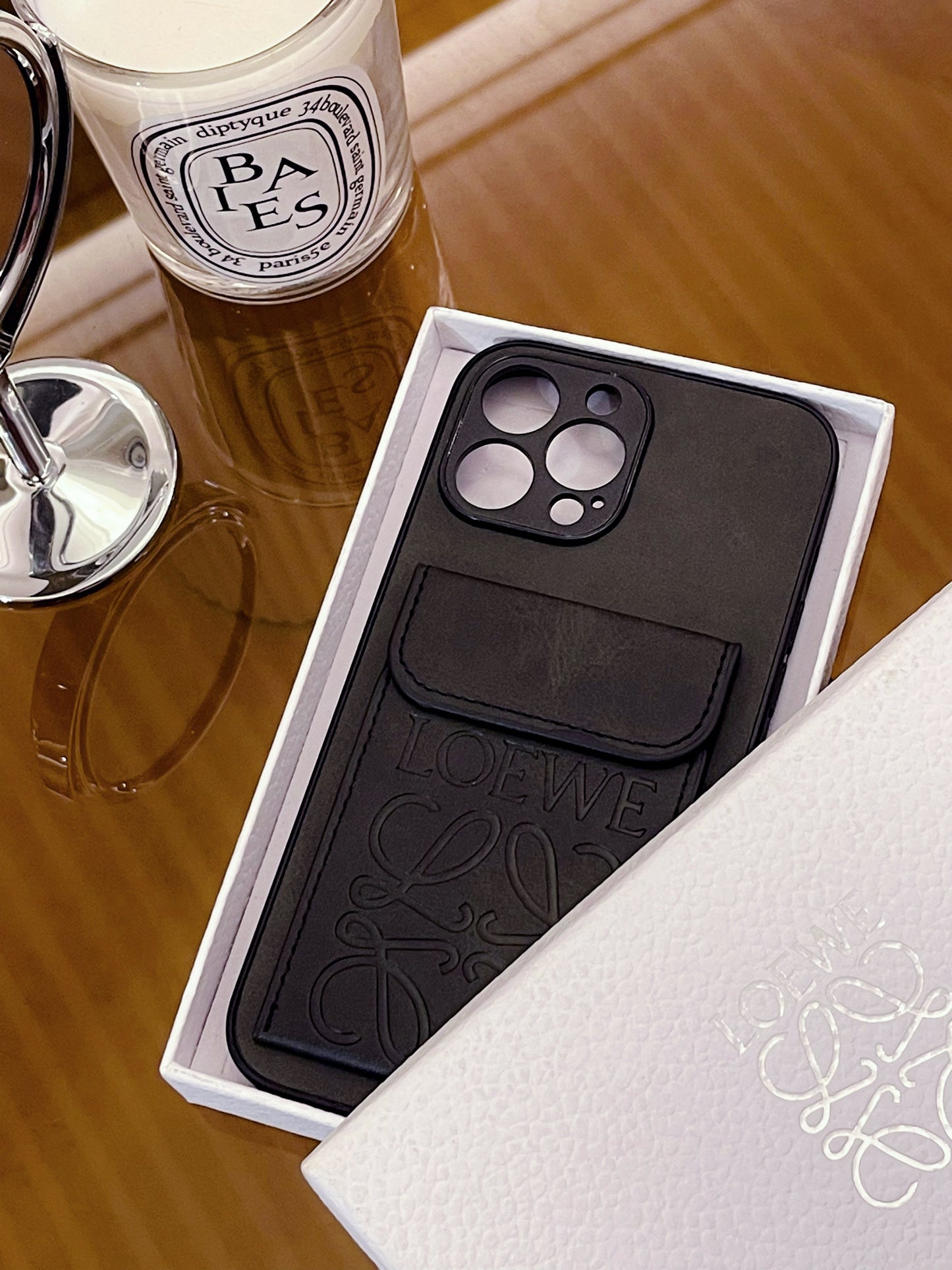 Custodia di lusso per iPhone con porta carte Nero-LZP241448