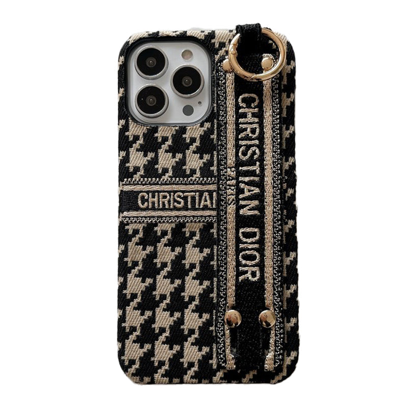 Custodia per iPhone con cinturino alla moda con motivo pied de poule