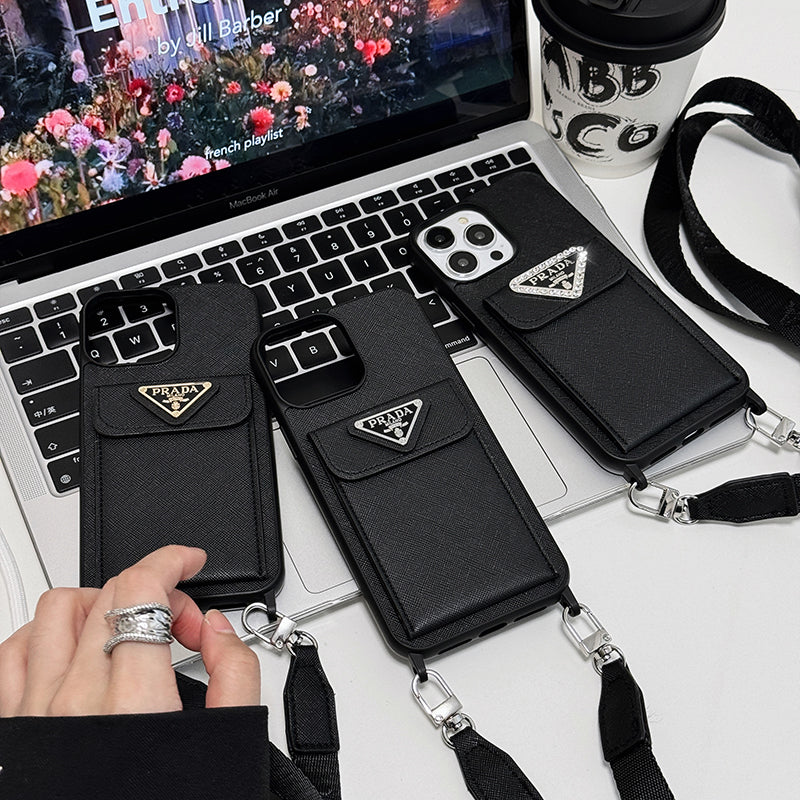 Luxuriöse iPhone-Hülle aus Leder zum Umhängen
