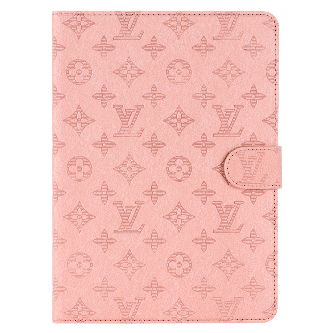 3D-preget lerret Monogramhylster Apple iPad Flip-deksel med stativfunksjon