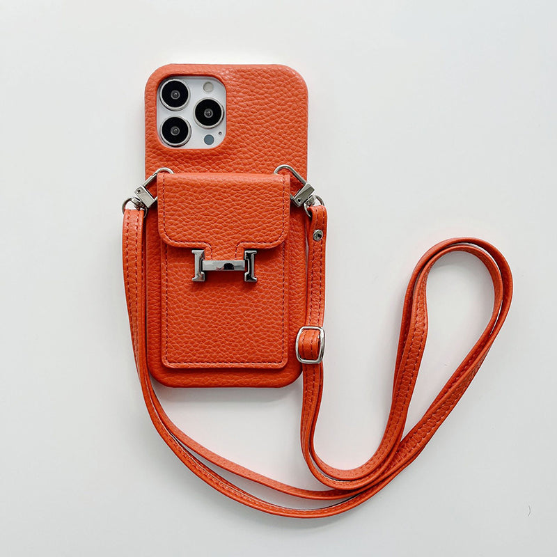 H-Kartenhalter-Leder-Ketten-iPhone-Hülle