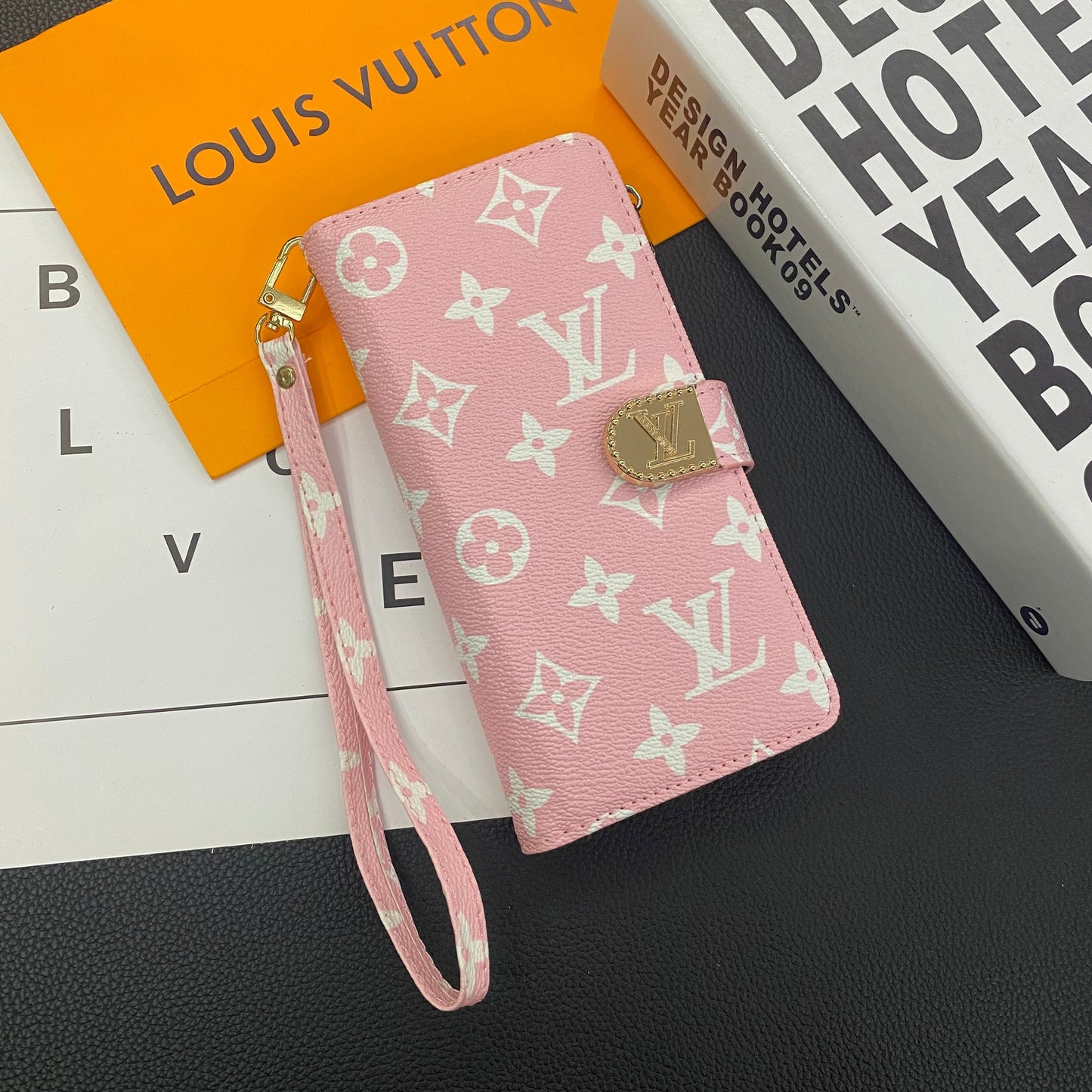 PORTEFEUILLE EN CUIR ET TOILE MONOGRAMME ETUI POUR TÉLÉPHONE MOBILE SAMSUNG