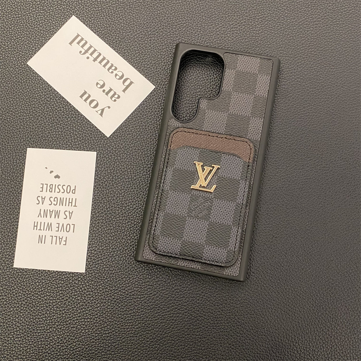 CUSTODIA PER TELEFONO SAMSUNG GALAXY PETITE MALLE PORTA CARTE IN TELA MONOGRAMMA