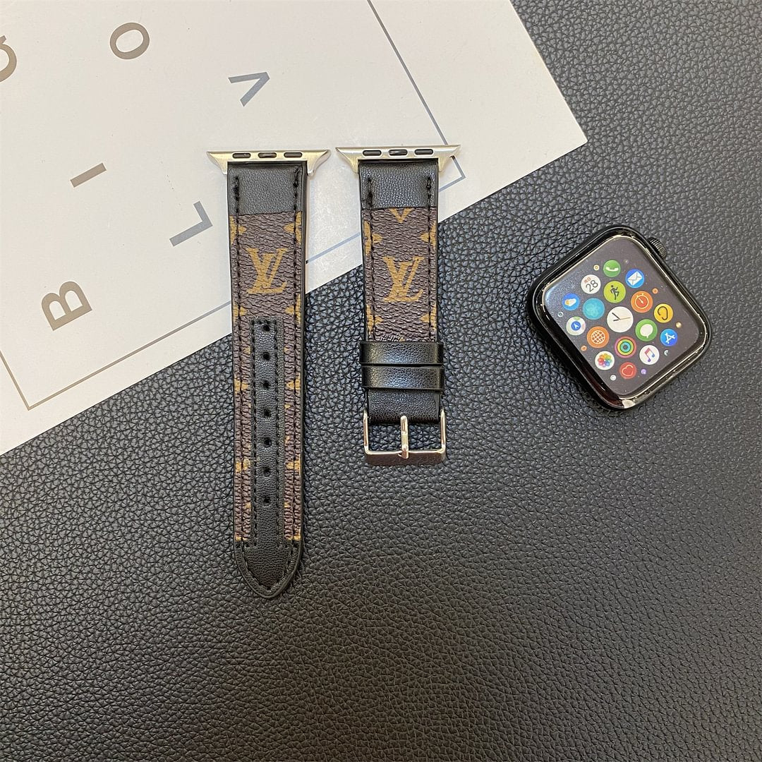 PASEK DO ZEGARKA APPLE SKÓRZONY MONOGRAM Z PRZESZYCIAMI