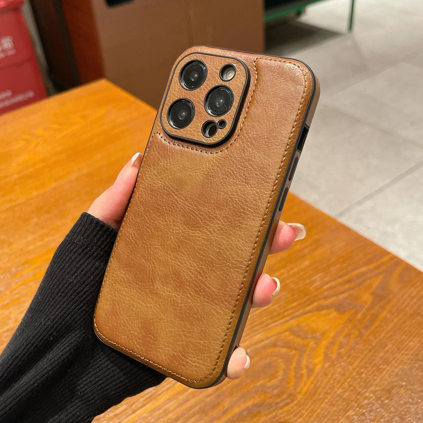 Prémiové vintage kožené pouzdro na iPhone – Soft Touch nárazuvzdorný ochranný kryt