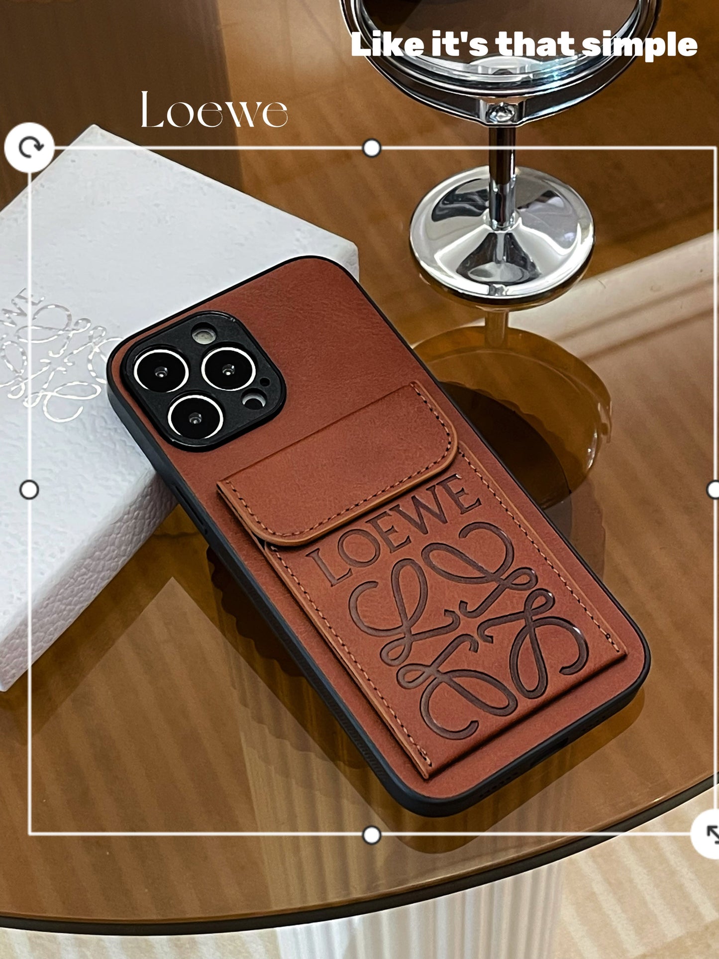 Custodia di lusso per iPhone con porta carte Marrone-LZP241448