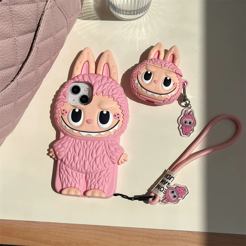 Aranyos rajzfilm Labubu Zimomo szilikon tok | Barna rózsaszín - iPhone tok
