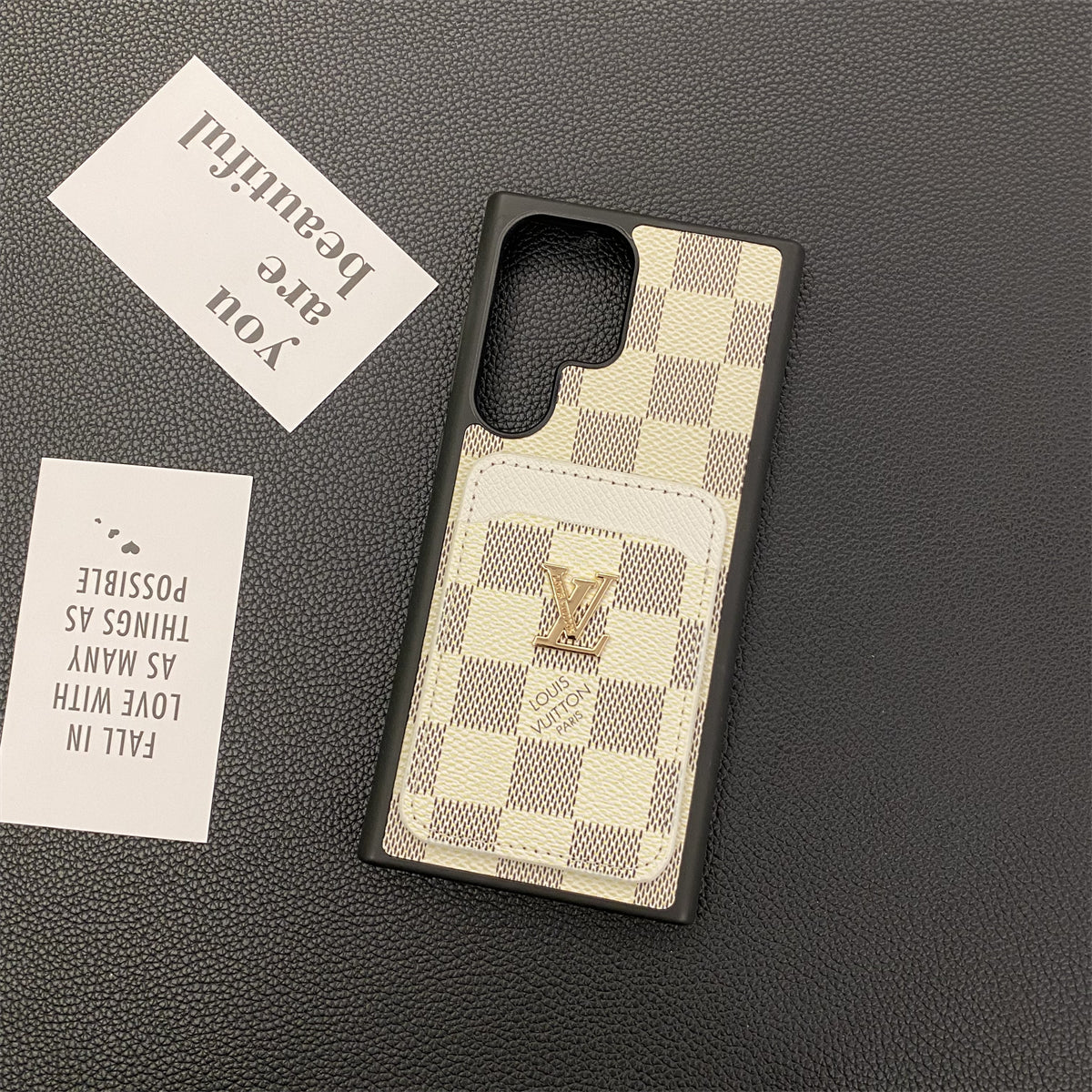 CUSTODIA PER TELEFONO SAMSUNG GALAXY PETITE MALLE PORTA CARTE IN TELA MONOGRAMMA