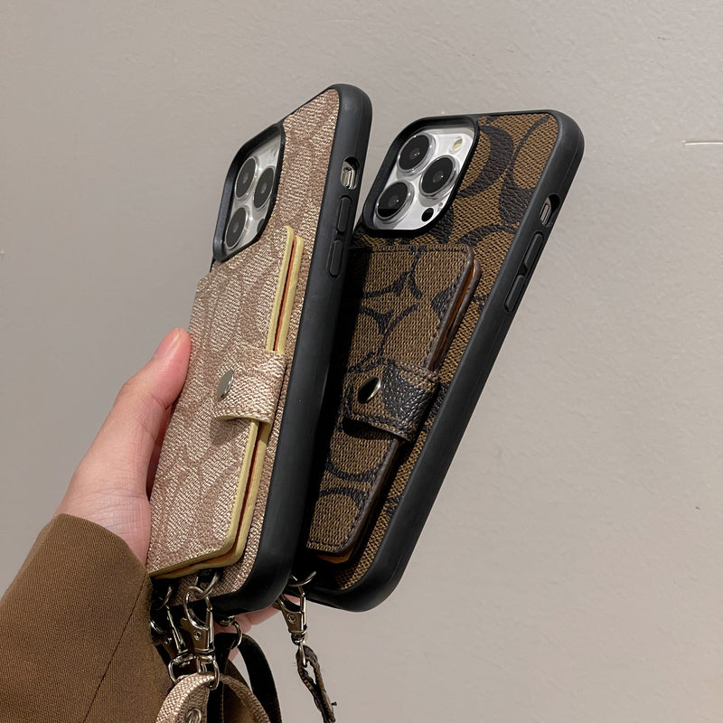 Klassisk iPhone-etui med pung og rem Brun -SZK240402