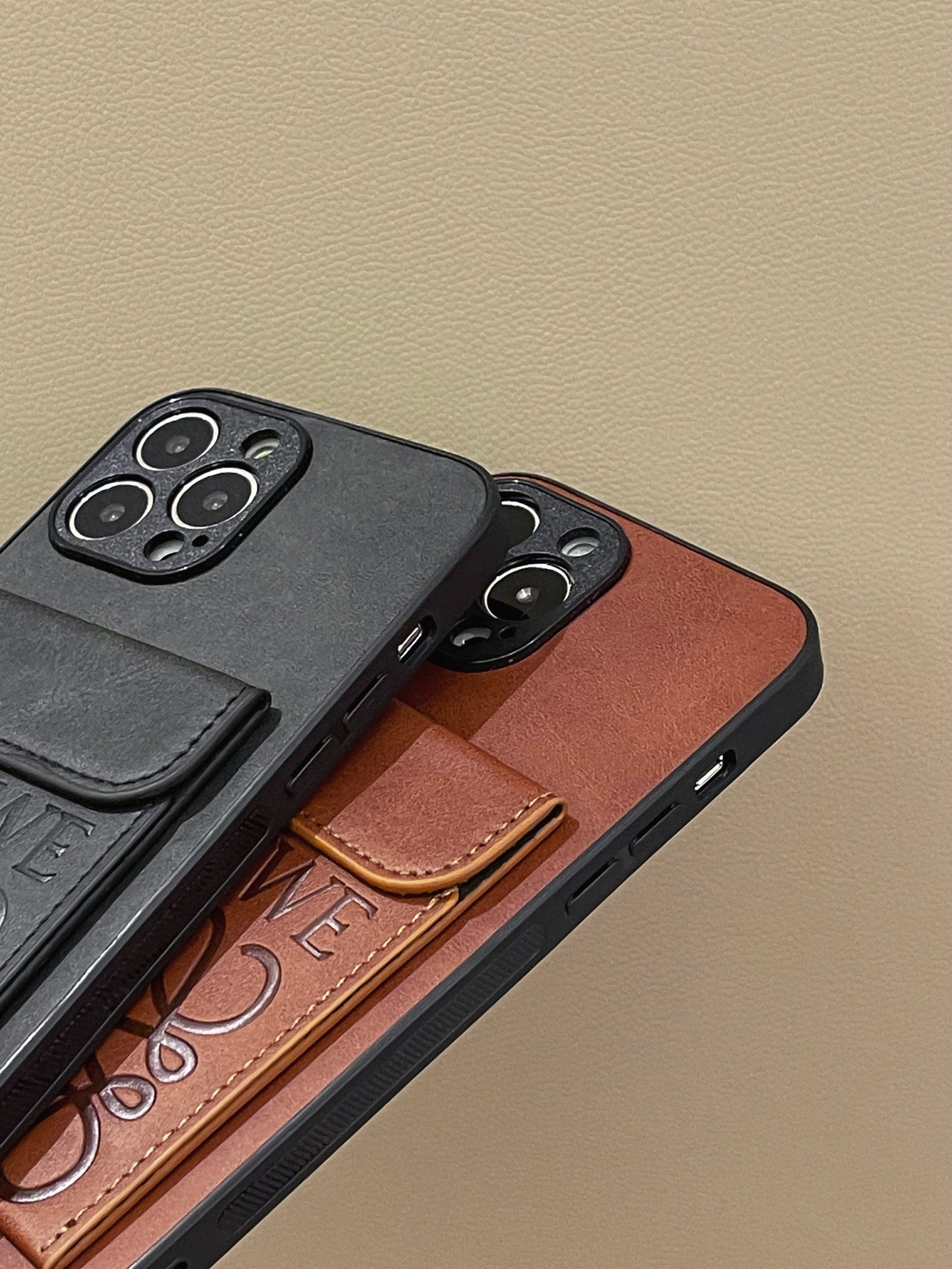 Custodia di lusso per iPhone con porta carte Marrone-LZP241448
