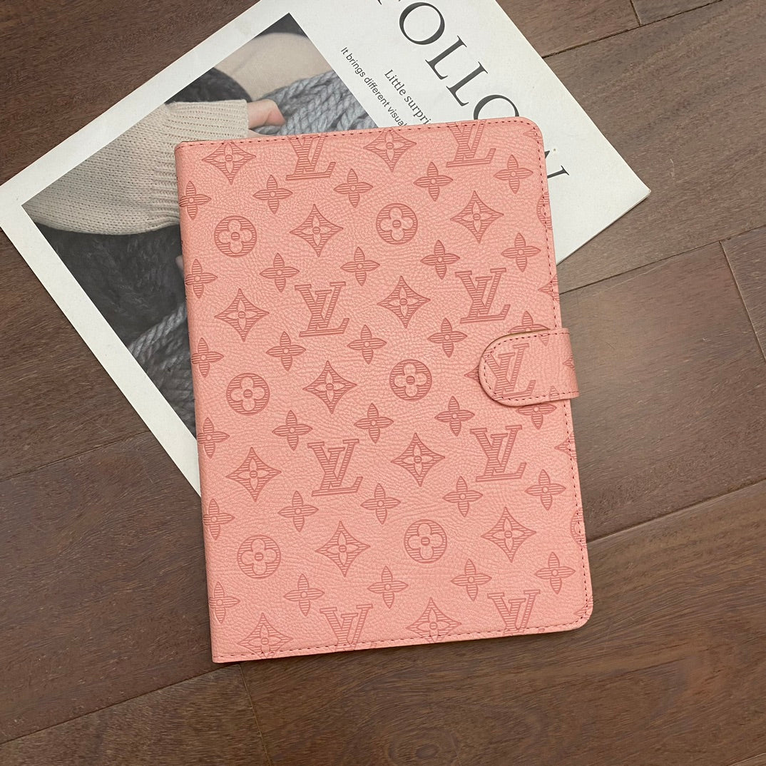 3D-preget lerret Monogramhylster Apple iPad Flip-deksel med stativfunksjon