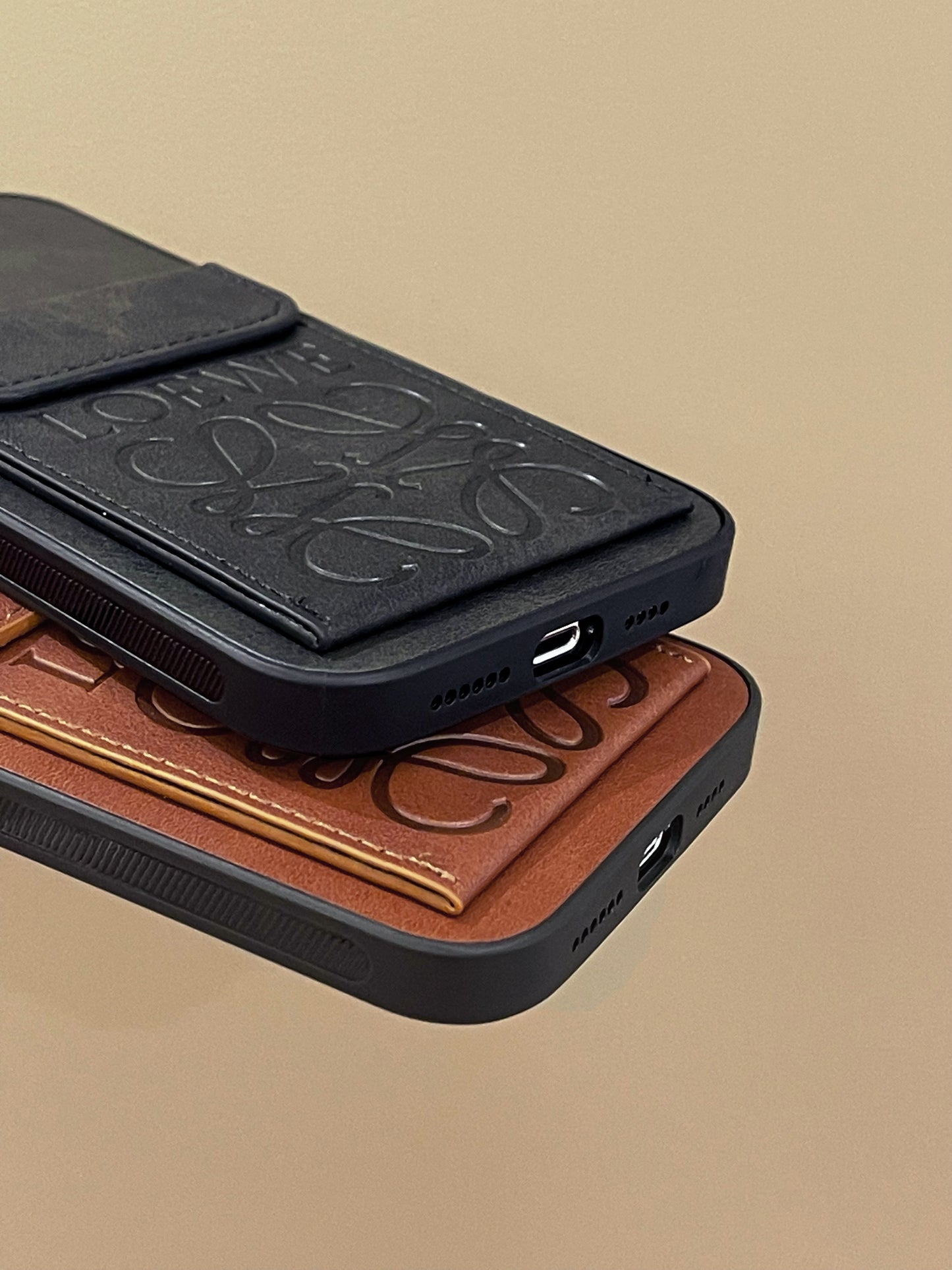 Custodia di lusso per iPhone con porta carte Nero-LZP241448