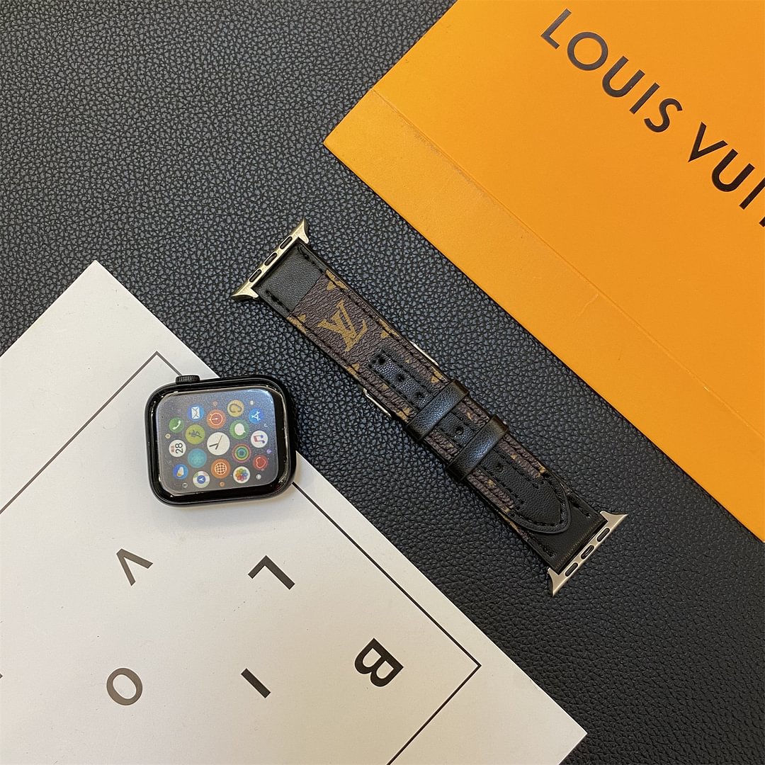 PASEK DO ZEGARKA APPLE SKÓRZONY MONOGRAM Z PRZESZYCIAMI