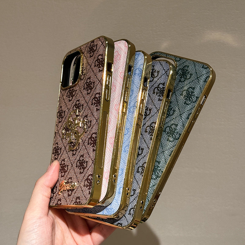 Gue ゴールドロゴ レザー iPhone ケース