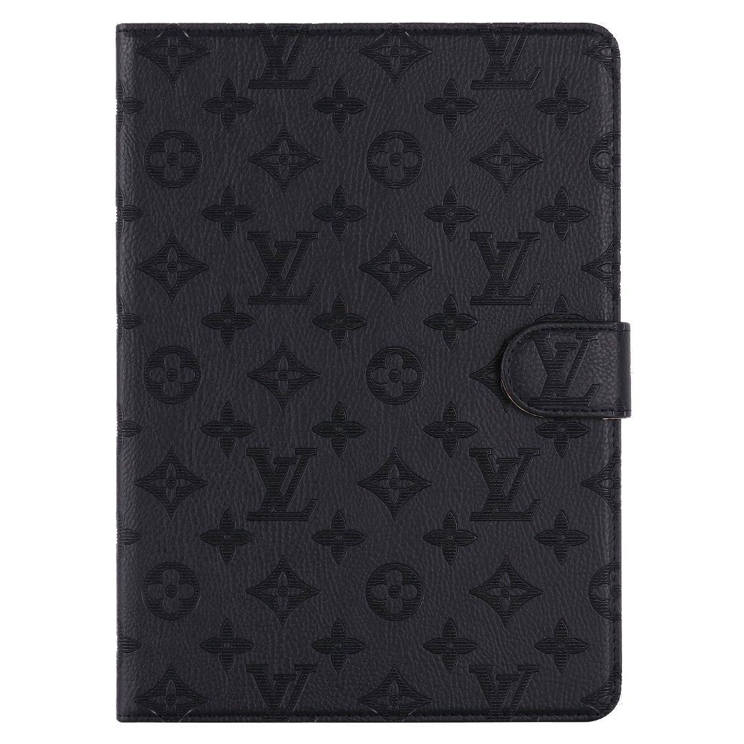 3D-preget lerret Monogramhylster Apple iPad Flip-deksel med stativfunksjon