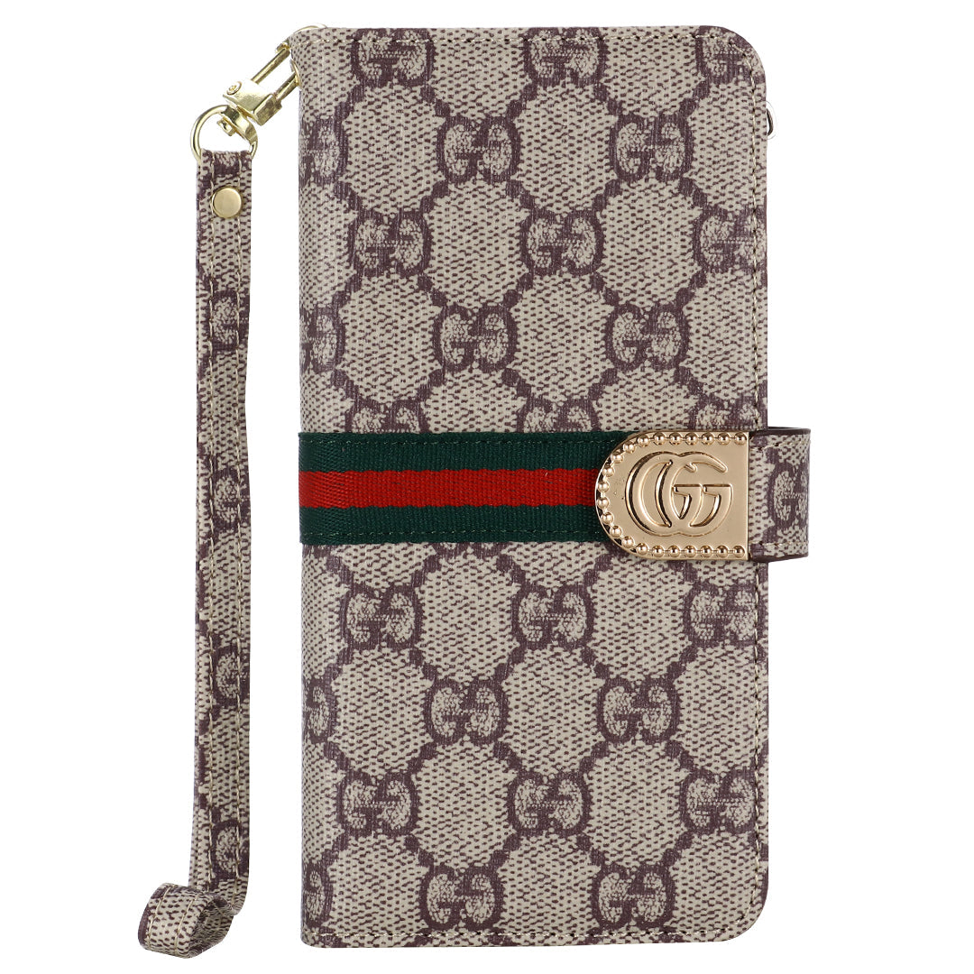 PORTEFEUILLE EN CUIR ET TOILE MONOGRAMME ETUI POUR TÉLÉPHONE MOBILE SAMSUNG