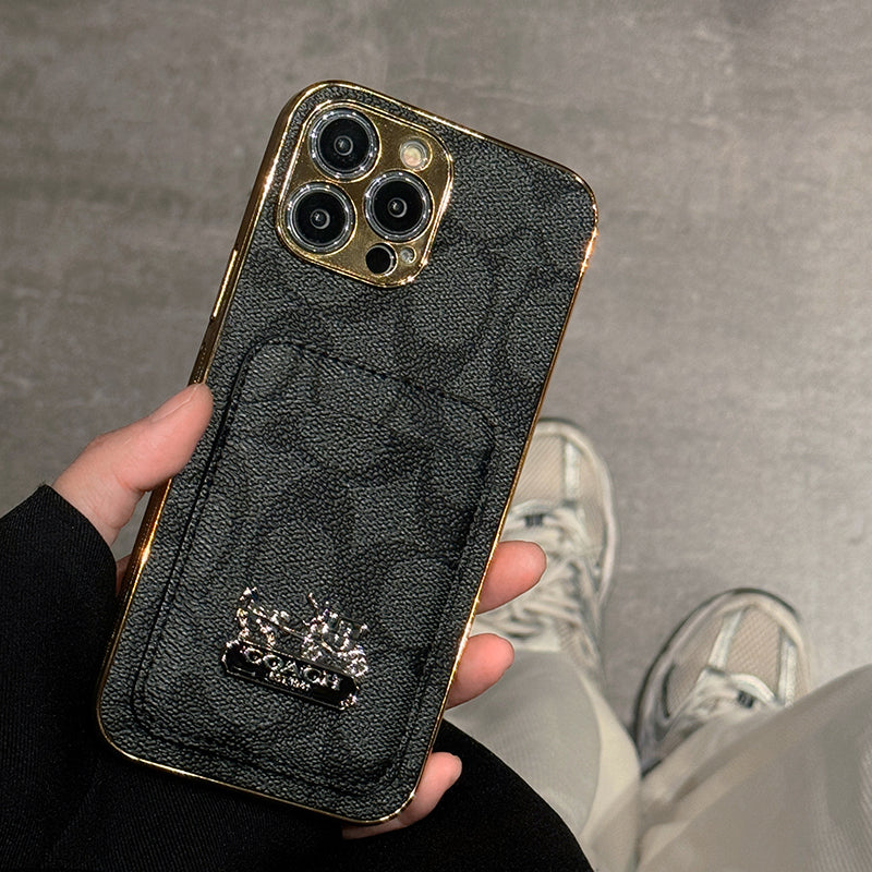 Custodia per iPhone in pelle classica con portacarte