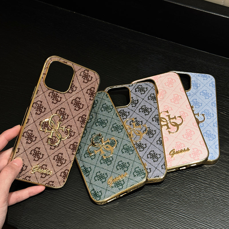 Gue ゴールドロゴ レザー iPhone ケース