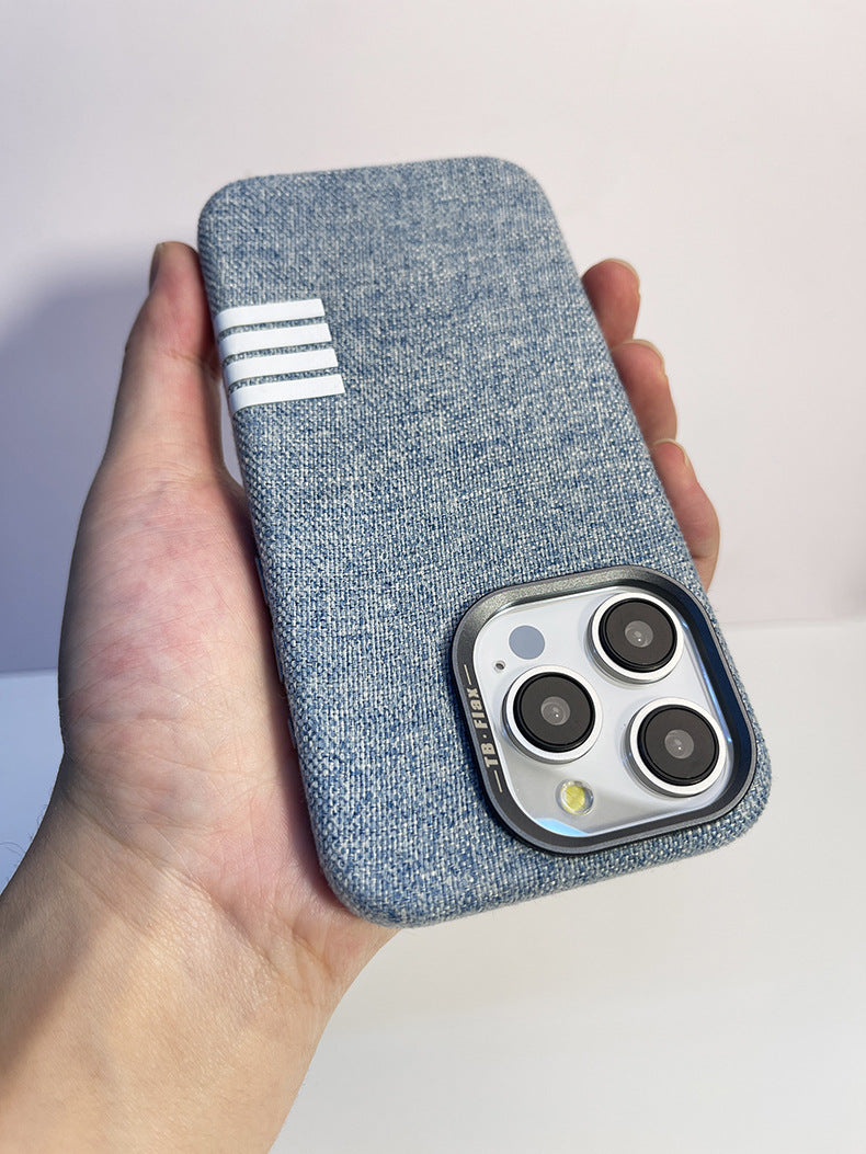 Premium vintage linen fabric magnetic phone case for iPhone