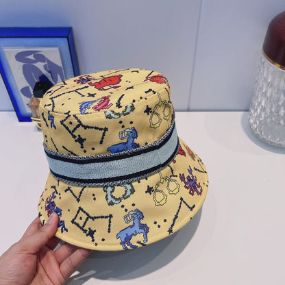 Vintage Oblique Webbing Bucket Hat | Luxury Designer Cotton Bucket Hat