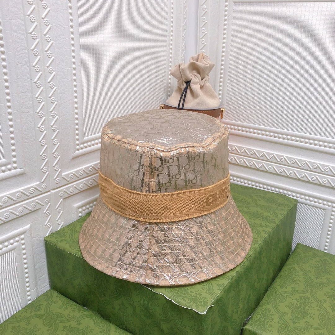 Vintage Sheer Organza Logo Bucket Hat for Women & Men