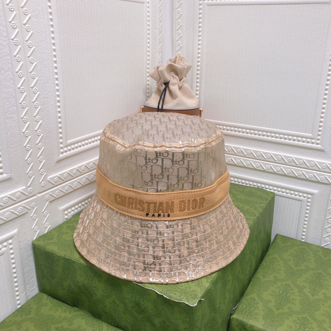 Vintage Sheer Organza Logo Bucket Hat for Women & Men